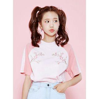 Raglan-sleeve Embroidered T-shirt