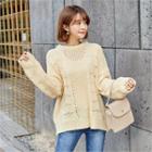 Crew-neck Punched Oversized Sweater