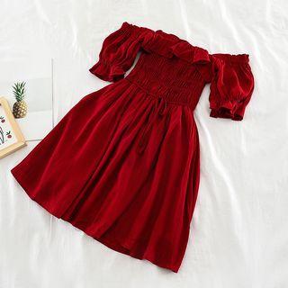 Square-neck Ruffle-trim Dress