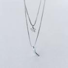 S925 Sterling Silver Rhinestone Star Layered Necklace