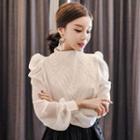 Mock-turtleneck Paneled Chiffon Blouse