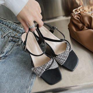 Low Heel Plaid Sandals