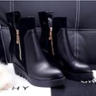 Genuine Leather Wedge Short Boots