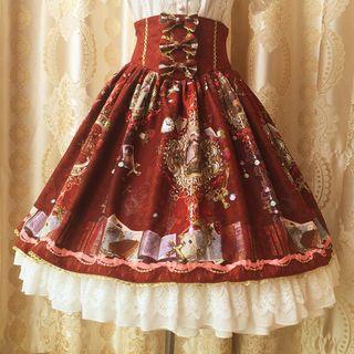 Print Lace Midi Skirt