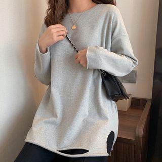 Plain Loose-fit Ripped T-shirt