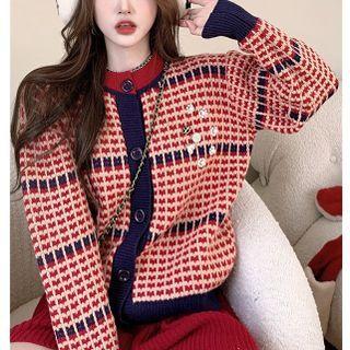 Crew-neck Button-up Loose Sweater
