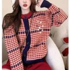Crew-neck Button-up Loose Sweater