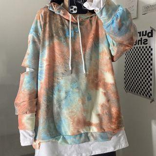 Mock Two-piece Dye Print Hoodie
