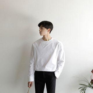 Crew-neck Cut-out Cuff Top
