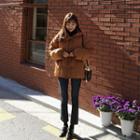 Hooded High-neck Puffer Jacket With Sash