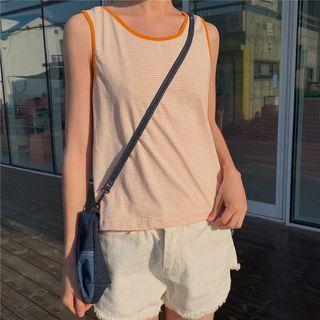 Striped Lace-up Back Tank Top