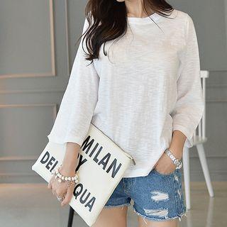 Round-neck Cropped-sleeve T-shirt
