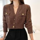 Golden-button Flurry Cropped Cardigan