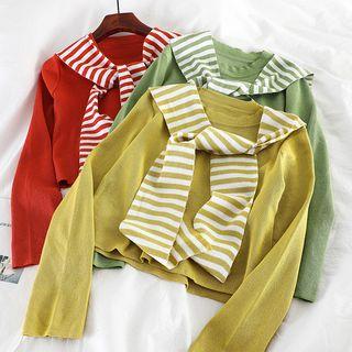 Set: Crop Knit Top + Scarf