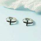 Cross Glaze Alloy Hoop Earring 1 Pair - Silver - One Size