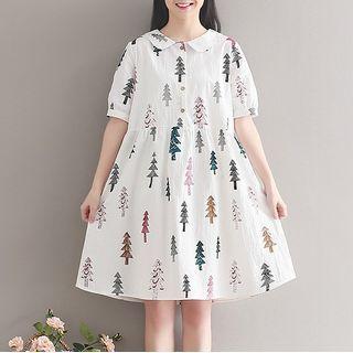 Short-sleeve Nature Print A-line Dress