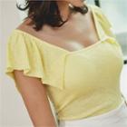 Square-neck Ruffle-shoulder Knit Top
