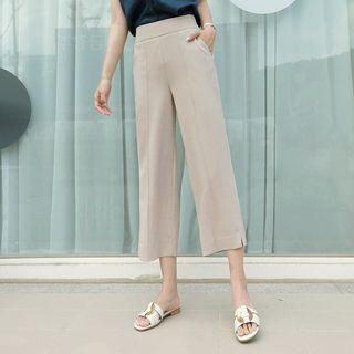 Pintuck Slit-side Wide-leg Pants