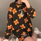 Flower Print Sweatshirt / Shorts
