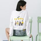 Long-sleeve Cartoon Print T-shirt White - One Size