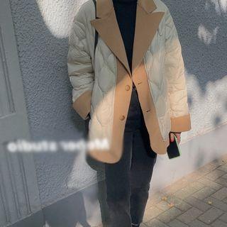 Notch Lapel Panel Quilted Jacket