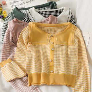 Colorblock Checker Crop Knit Top In 5 Colors