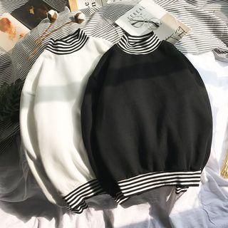Turtleneck Stripe-detail Pullover