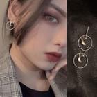 Alloy Moon Hoop Earring 0114a# - 1 Pair - Silver Needle - Hoop & Moon - One Size