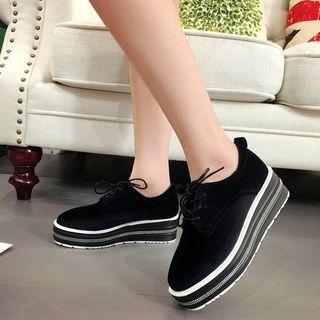 Velvet Lace-up Platform Shoes