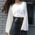 Bell-sleeve Glitter Panel T-shirt