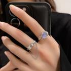 Faux Crystal / Chained Alloy Ring / Set