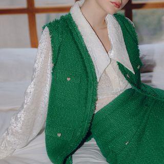Puff-sleeve Velvet Shirt
