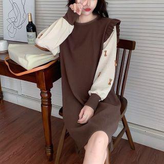 Two-tone Ruffled Knit Dress