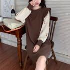 Two-tone Ruffled Knit Dress