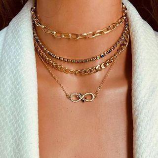 Infinity Layered Necklace 1 Pc - Layers - Gold - One Size