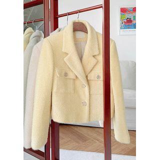 Notch-lapel Fuzzy Pastel Jacket