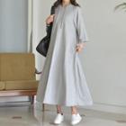 Hooded 3/4-sleeve Pullover Dress