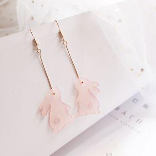 Rabbit Drop Earring 1 Pair - Light Pink - One Size
