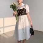 Set: Short-sleeve Midi Shirtdress + Floral Print Camisole Top