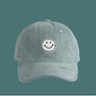 Embroidered Smiley Corduroy Baseball Cap