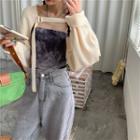 Long-sleeve Knit Cardigan / Tie-dye Tube Top
