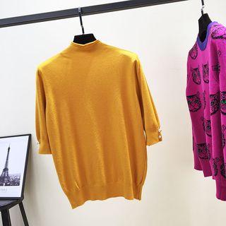 Mock-neck Elbow-sleeve Sweater