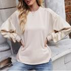 Puff Sleeve Plain Loose-fit Sweatshirt