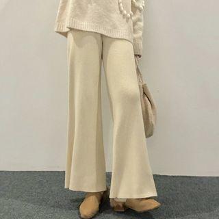 Knit Wide Leg Pants Almond - One Size