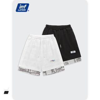 Button-side Patchwork Shorts