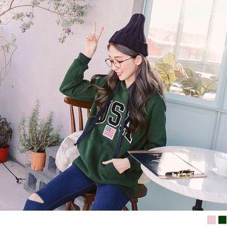 Applique Embroidered Hooded Top