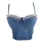 Rhinestone Denim Camisole Top