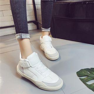 Faux Leather Strapped Sneakers