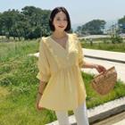 V-neck Frilled-detail A-line Blouse
