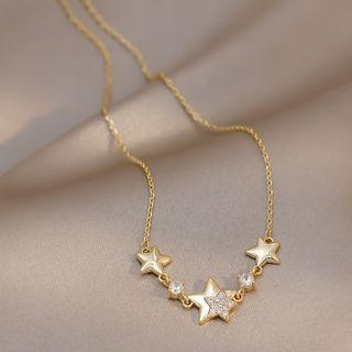 Star Rhinestone Pendant Alloy Necklace Gold - One Size